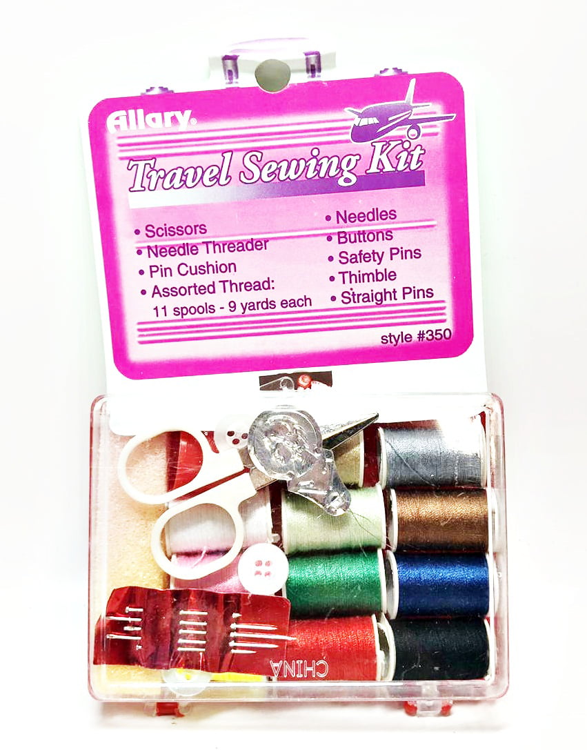 BLK Lot of 2 Allary Portable Travel Sewing Kit Case Needle Thread Tape Scissor