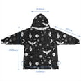thumbnail image 7 of Black White Gothic Hand Bat Eye Pattern Blanket Hoodies for Kids 6-13YR Oversize Wearable Blanket Hoodies for Boys Girls Teens, 7 of 7
