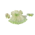 thumbnail image 2 of Yellow and Green Silk Dress with Bear made for 14 inch dolls, 2 of 2