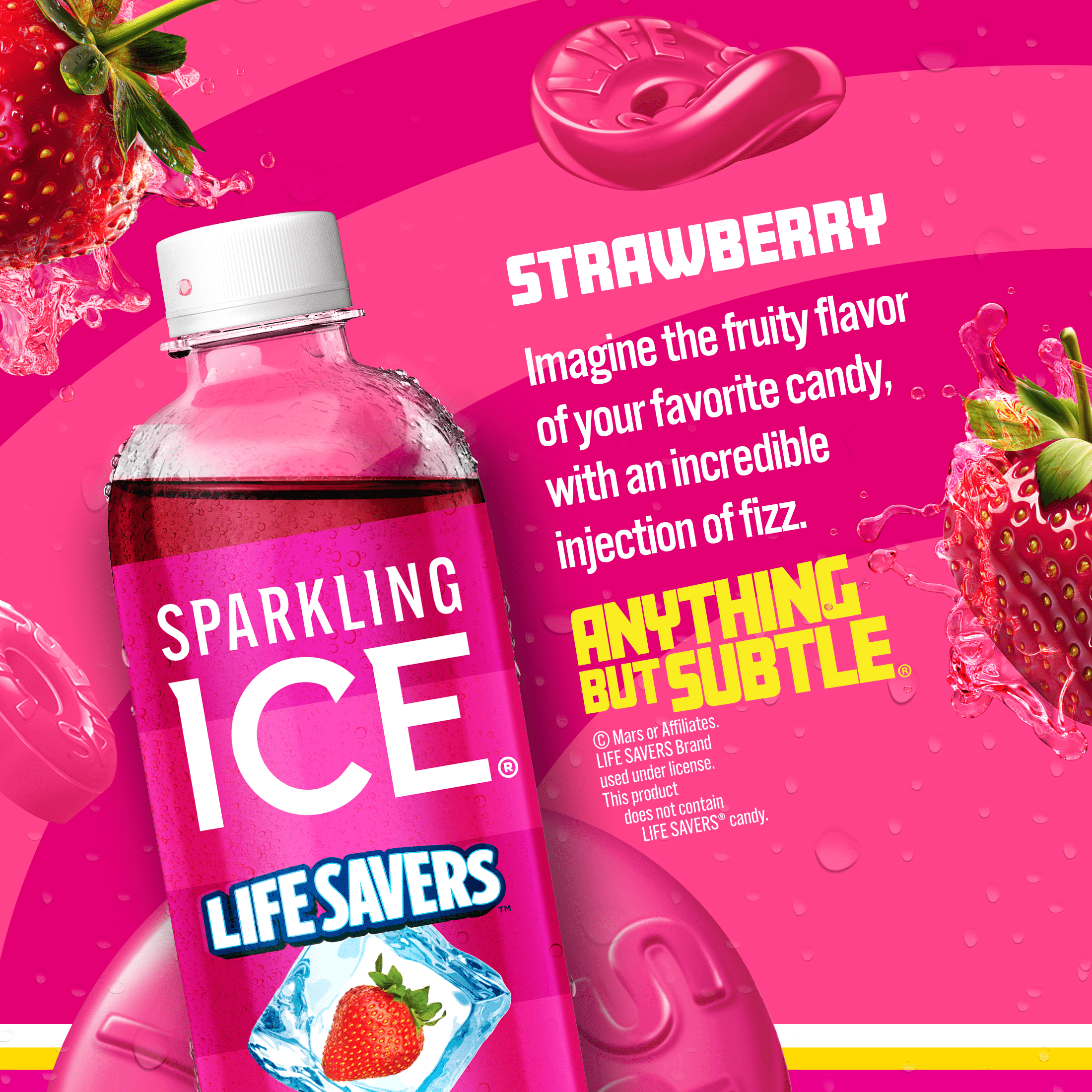 Sparkling Ice® Life Savers Strawberry 17oz bottle *Zero Sugar, Naturally Sourced Colors & Flavors*