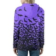 thumbnail image 2 of Renewold Purple Bats Full Zip Hoodie for Women Halloween Holiday Daily Wear Clothing Outwear with Pocket Lightweight Long Sleeve Sweatshirt Jacket Size XS, 2 of 6