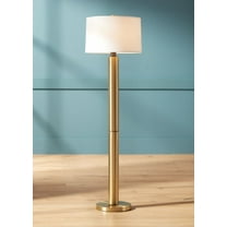 Possini Euro Design Boulevard Modern Glam 64 1/2" Tall Standing Floor Lamp Column Warm Gold Metal Living Room Bedroom House