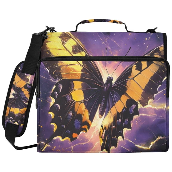 ALAZA Zipper Binder Butterfly Purple Lightning Pattern 2 inch 3 Ring 500 Sheet Capacity Trapper Keeper File Folder Organizer Bag