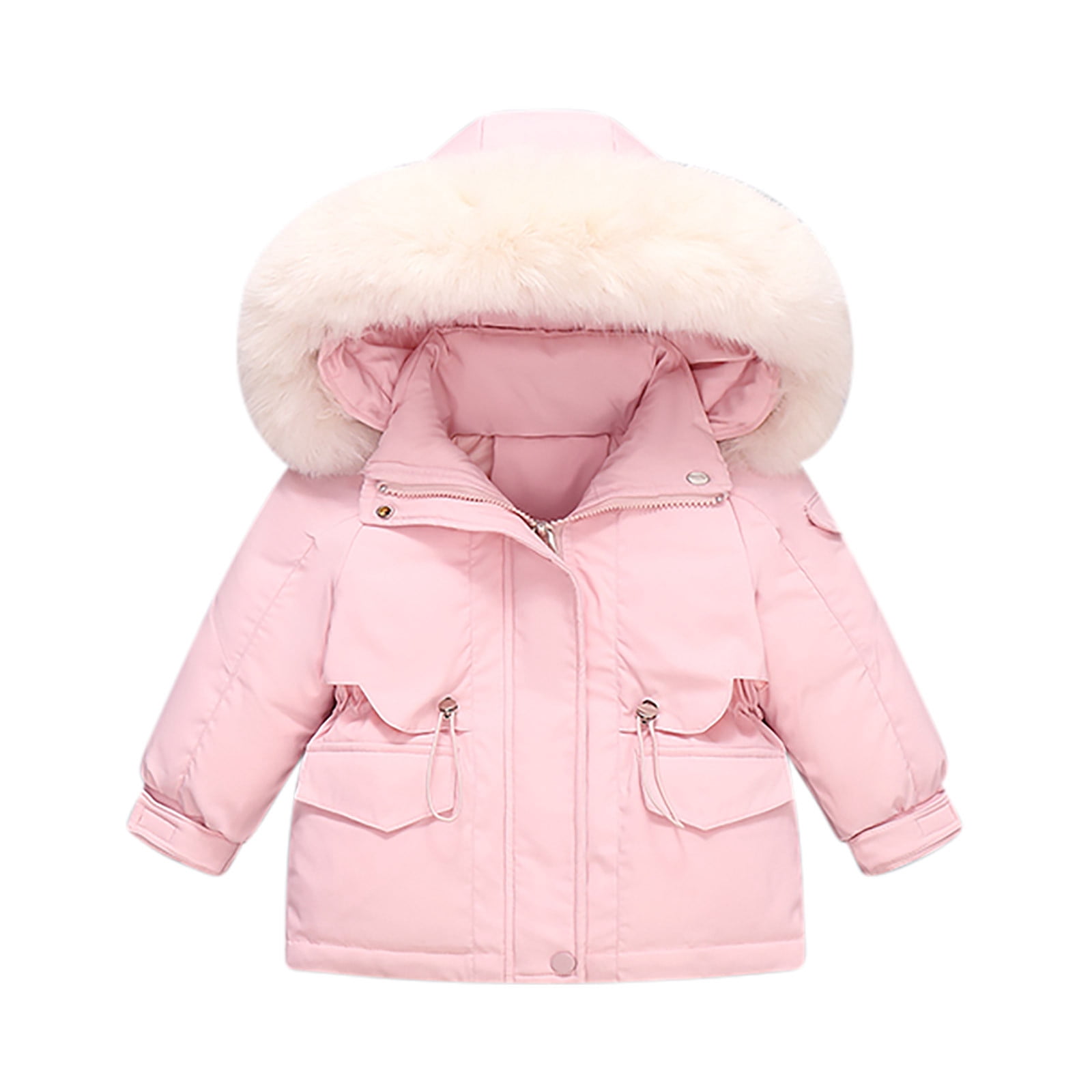 Jinhomg Unisex Baby Winter Snowsuit 2 Piece Toddler Warm Suits 2025 Trendy Windproof Faux Fur Trim Hooded Puffer Coat with Snow Bib Pants Sets Limited Time 90 off Clearance Sale Pink 2 Years