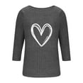 thumbnail image 4 of Women's 2025 Fashion Tops 3/4 Sleeve T-Shirts Cute Crewneck Basic Business Tees Blouses Blessed Sweatshirt for Women Heart-patterned Lightweight Thanksgiving Tops Blouse, 4 of 6