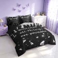 thumbnail image 2 of Homewish Glitter Ice Cream Drip Twin Bedding for Girls, With God All Things Are Possible Print Bedding Comforter Set, Gray Black, Black Reversible, 7 Pieces, 2 of 7