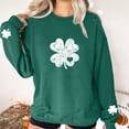 thumbnail image 5 of Annhoo St Patrick's Day Sweatshirts for Women Oversize Shamrock Graphic Crewneck Long Sleeve T-Shirts Loose Soft Tops, 5 of 8