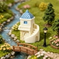 thumbnail image 5 of Diy Miniature Blue White Resin House C (Miniature Blue White House, Fairy Garden House), Diy Resin House Figurines Miniature Scene Decor Dollhouse Accessories Resin Dollhouse for Terrarium Fish Tank, 5 of 5