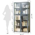 Curio Display 5Tier Tall Bookcase with Adjustable Shelves