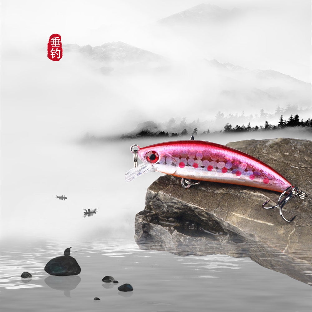 HENGJIA Fishing Lures Large Hard Bait Minnow VIB Lure with Treble Hook Life-Like Swimbait Fishing Bait Popper Crankbait Sinking Lure for Trout Bass Walleye Redfish, 10PCS