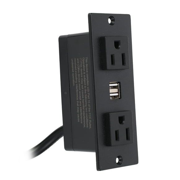 Recessed Power Strip with 2 AC Outlets 2 USB Ports Furniture Embedded Power Socket 1.5m Cable US Plug 125V Efficient and Space Saving