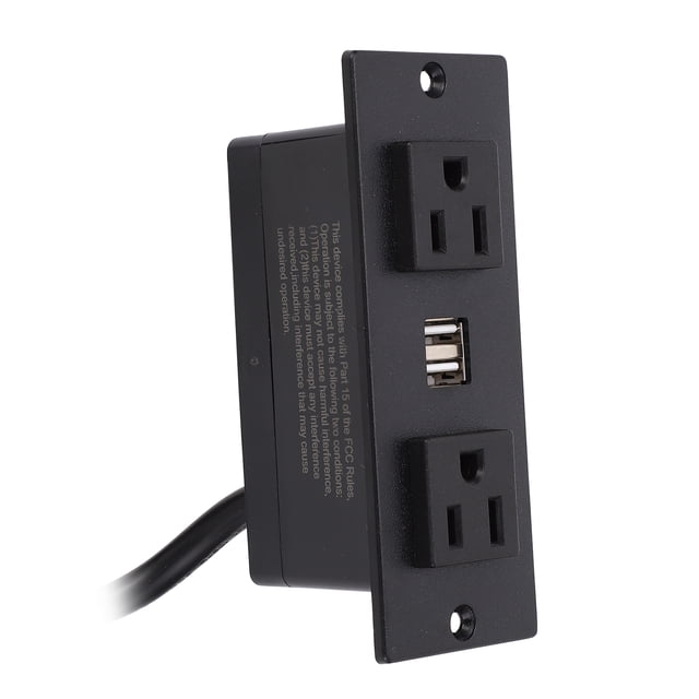 Recessed Power Strip with 2 AC Outlets 2 USB Ports Furniture Embedded Power Socket 1.5m Cable US Plug 125V Efficient and Space Saving