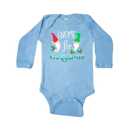 

Inktastic Gnome for Christmas with Holly Gift Baby Boy or Baby Girl Long Sleeve Bodysuit