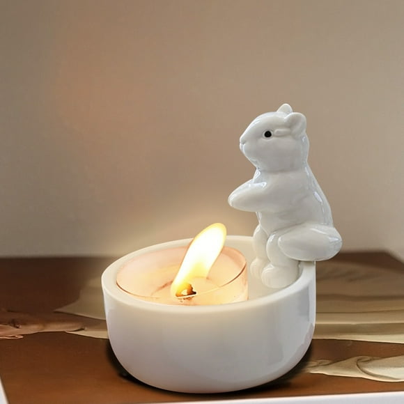 Squirrel Ceramics Candle Holder Contract Elegant Candle Holder Cute Animal Candle Holder Desktop Ornament For Daily For Present Candle Taper Holder