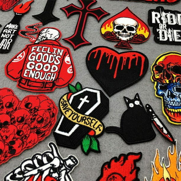 Parches bordados no muertos Punk para ropa pegatinas para planchar rayas apliques Diy pegatinas para ropa Walmart en linea