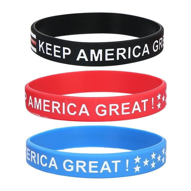 Pulsera elástica de silicona de 3 uds, pulsera patriótica colorida con letras especiales Unisex