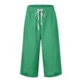 thumbnail image 4 of Linen Capri Pants for Women, Audhol Women's Pajamas Autumn and Winter Long Sleeve Pajama Pants Home Suit Can Be Worn Outside Capris for Seniors Green S, 4 of 6