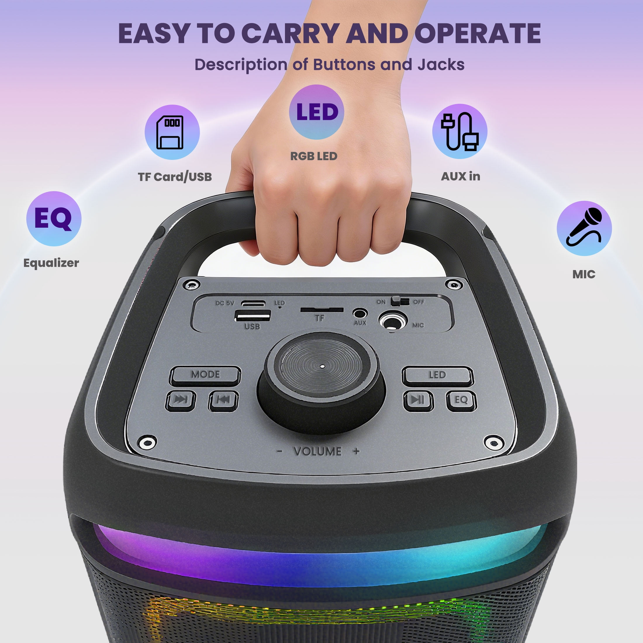 16.73" Karaoke Machine for Adult & Kids, Home Karaoke System with Microphone, Portable Bluetooth Party Speaker, Christmas Birthday Gifts