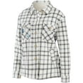 thumbnail image 2 of Women's WEAR by Erin Andrews Oatmeal Seattle Kraken Plaid Button-Up Shirt Jacket, 2 of 3
