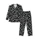 thumbnail image 1 of Fotbe Black White Leaves Pijama de Hombre con Estampado de Manga Larga, Conjunto de 2 Piezas, Ropa de Dormir Suave y Cómoda con Bolsillos-Small, 1 of 7