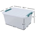thumbnail image 4 of Buyitt 6-Pack 35 quart Large Plastic Storage Bin, Latching Box with Clear Base, White Lid and Green Latches, 4 of 6