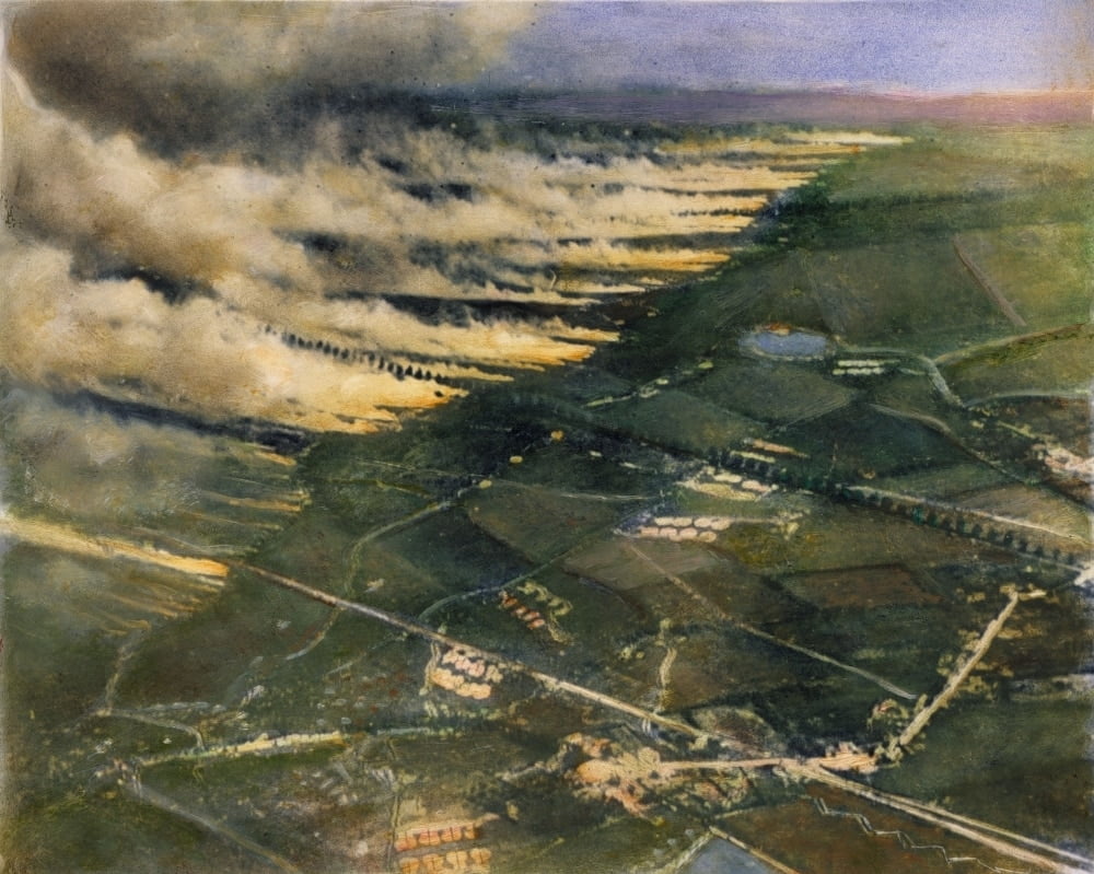 World War I: Gas Attack. /Na World War I Gas And Flame Attack Seen From