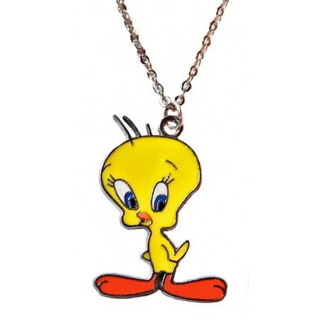 Tweety Bird Standing Enamel Metal Pendant Necklace