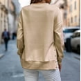 thumbnail image 7 of Sweatshirt for Women Ribbed Hoodie Longline Oversized Workout Style Women's Casual Round Neck Hoodie Split Hem Button Detail Pullover Sweatshirt For Everyday Wear Outing And Light Sports, 7 of 7