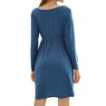thumbnail image 4 of Women High Waist Long Sleeve Crew Neck Solid Color Pleated Mini Dress, 4 of 4