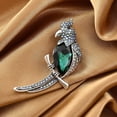thumbnail image 2 of Green Glass and Multi Color  Crystal Parrot Brooch in Silvertone Birthday Christmas Gifts, 2 of 7