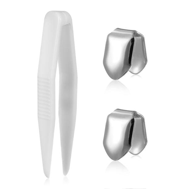 2 piezas de aparatos dentales de hip hop, aparatos dentales individuales, dientes brillantes, decoración dental, accesorios para dientes plateados