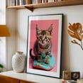 thumbnail image 5 of surfer cat 01 - Photography Cat Animal Surrealism Pastel Surfboard Whimsical Black Framed Wall Art Print 12 x 18 inches, 5 of 8