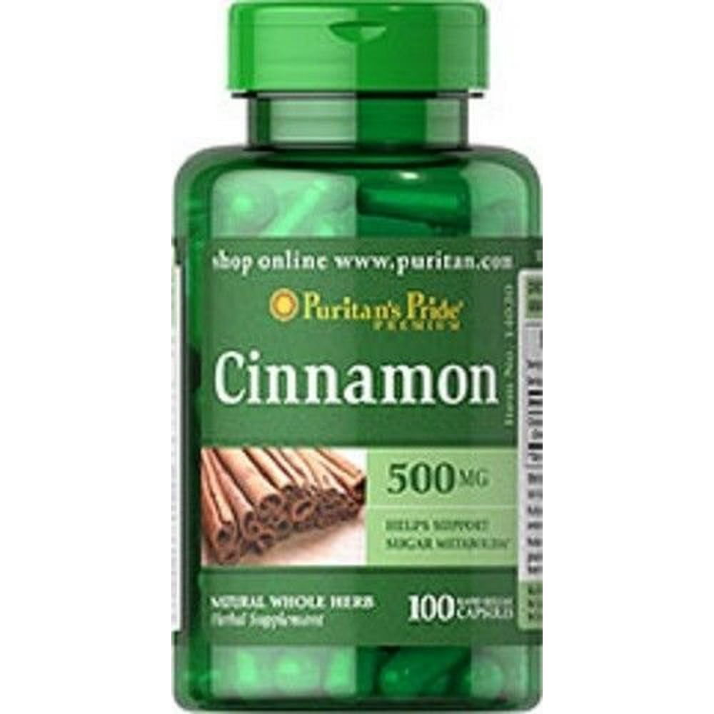 Puritan's Pride Cinnamon 500mg 100 Capsules Support Sugar Metabolism