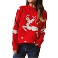 thumbnail image 1 of Tarmeek Ugly Christmas Sweater for Women Soft Wool Ugly Sweater Christmas, Christmas Tree Reindeer Long Sleeve Round Neck Knit Pullover Sweater Women Xmas Clothes, 1 of 1