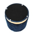 thumbnail image 6 of Homebeez Round Velvet Ottoman Footrest Stool Blue 17.7''D x 16.9''H, 6 of 8