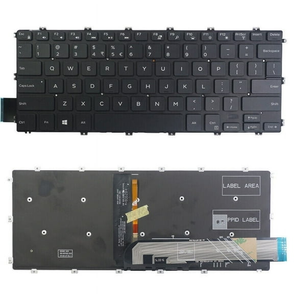 New US Black English Backlit Laptop Keyboard (Without palmrest) Replacement for Dell Inspiron 5481 2-in-1 5482 2-in-1 5491 2-in-1 Light Backlight
