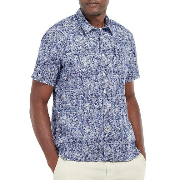 Barbour Men's Braithwaite Leaf Print Short Sleeve Button Size Small S
