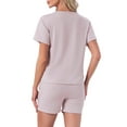 thumbnail image 3 of INSPIRE CHIC Womens Pajama Set Short Sleeve Top with Built-in Bra and Shorts Comfy Sleepwear Lounge Sets with Pockets S Pink, 3 of 6