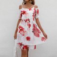 thumbnail image 2 of Vestido de verano con hombros descubiertos y estampado de gasa para mujer Vestido de playa Vestido de sol Mini vestido Fridja  hjkh5072, 2 of 4