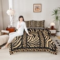 thumbnail image 4 of Homewish Teens Animal Leopard Zebra Print 3 Pieces Queen Comforter Set,Black Yellow Ultra Soft Bedding Sets,Abstract Geometric Stripes Bedding Comforter Set,Microfiber Bedroom Decor,Reversible, 4 of 8
