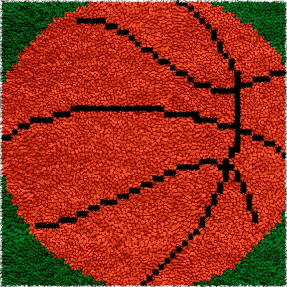 Basketball Latch Hook Kits Rug for Kids Printed Canvas DIY Handmade Carpet Crochet Yarn Embroidery Needlework Hook Latch Kit Rug Cover Christmas Home Decoration 30x30cm
