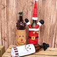 thumbnail image 3 of Inteprter Funda para botella de vino, ropa de Navidad a prueba de polvo, patrón de dibujos animados, bolsa protectora para cerveza, funda para botella de Kits de decoración para fiestas Anciano Inteprter HA070040-01B, 3 of 6