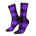 thumbnail image 2 of Uemuo Purple Buffalo Plaid Pattern Women's Crew Socks, Soft Durable Breathable Moisture-Wicking with Odor Control Cotton socks, 2 of 9