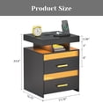 thumbnail image 3 of LED Nightstand with Charging Station, Modern End Table with 2 Drawers, Bedside Table with Human Sensor 24 Colors Lights for Bedroom, 3 of 4