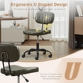 thumbnail image 4 of Small Home Office Desk Chair with Wheels, Armless Comfy Vanity Chair Swivel Computer Task Chair No Arms, Modern Height Adjustable Low Back Rolling Chair for Small Space (PU Leather Green), 4 of 18