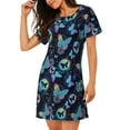 thumbnail image 2 of Easygdp Blue Butterfly Camisón de manga corta para mujer, informal, estampado, 2 of 6