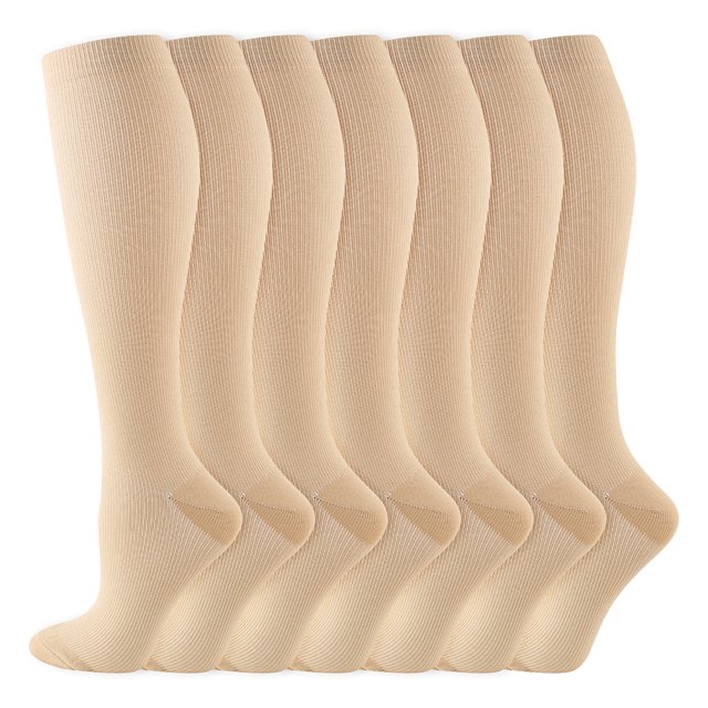 Calcetines De Compresión Para Mujeres Y Hombres, La Mejor Ayuda Para La Circulación Atlética, Correr, Ciclismo, Senderismo, Viajes 7 Pares Moyic OD016091-01