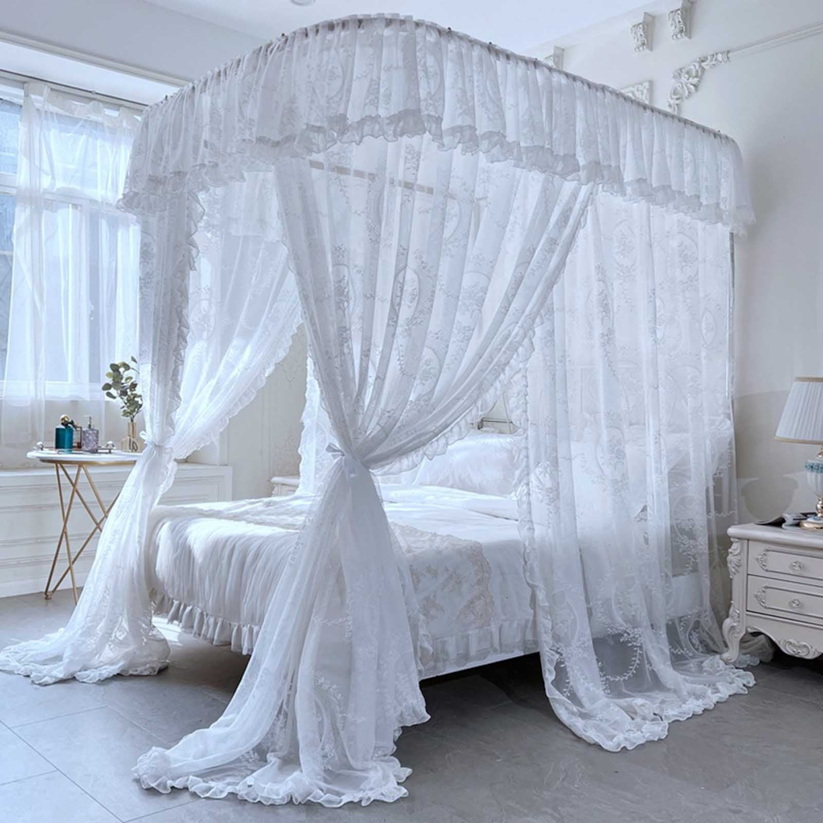 Bed Curtain Canopy Bed Canopy Bed with Frame Double Layer Curtains Canopy Double Layer Canopy for Girls and Adults Bedroom