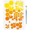 thumbnail image 1 of Plantilla de panal para pintar de 21 x 29,7 cm con pincel. Plantilla decorativa de dibujo de mitad abeja y mitad panal. Plantilla con patrón de miel y temática de camuflaje., 1 of 9