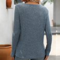 thumbnail image 7 of HAPIMO Women's Workout Solid Color Tops Casual Ribbed Long Sleeve Tees Outfits Loose Knitted Shirts Vacation V Neck Button Pullovers Fashion Blue S, 7 of 7